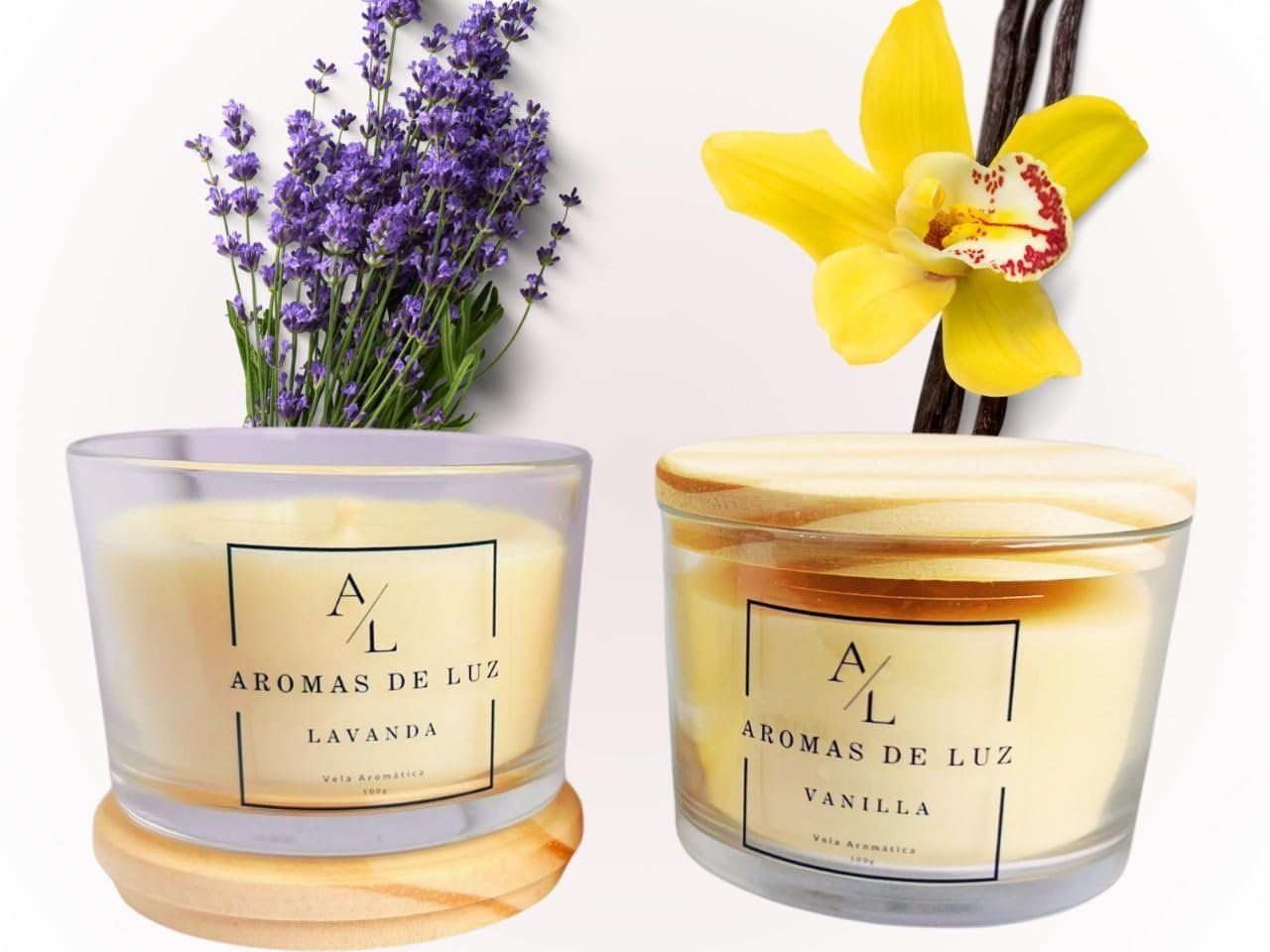 Kit Velas Aromáticas Premium 100g Vanilla e Lavanda 36h 2 Unidades