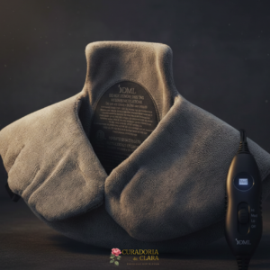 Almofada Térmica Cervical Cinza com Controle (Estilo Premium Minimalista)