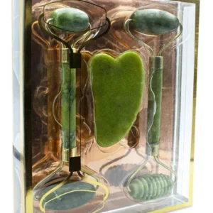 Kit Rolo de Jade e Gua Sha Profissional para Drenagem e Lifting Facial