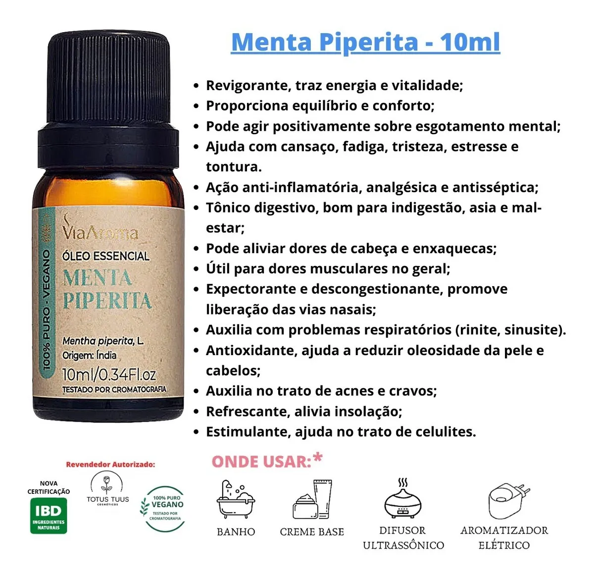 Kit Óleo Essencial Via Aroma Lavanda, Menta e Laranja Doce - Imagem 2