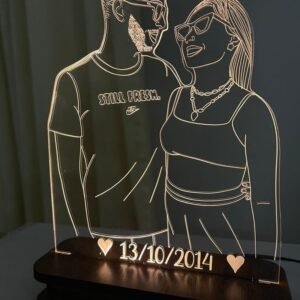 Luminária LED Personalizada com Foto de Casal Luz Quente