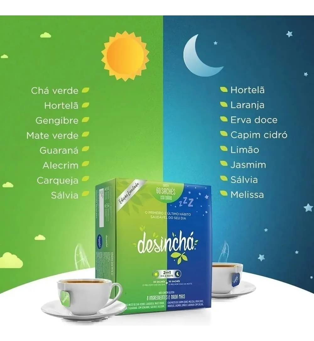 Chá Funcional Diurno e Noturno Desinchá – Ritual de Relaxamento e Equilíbrio Feminino - Imagem 2